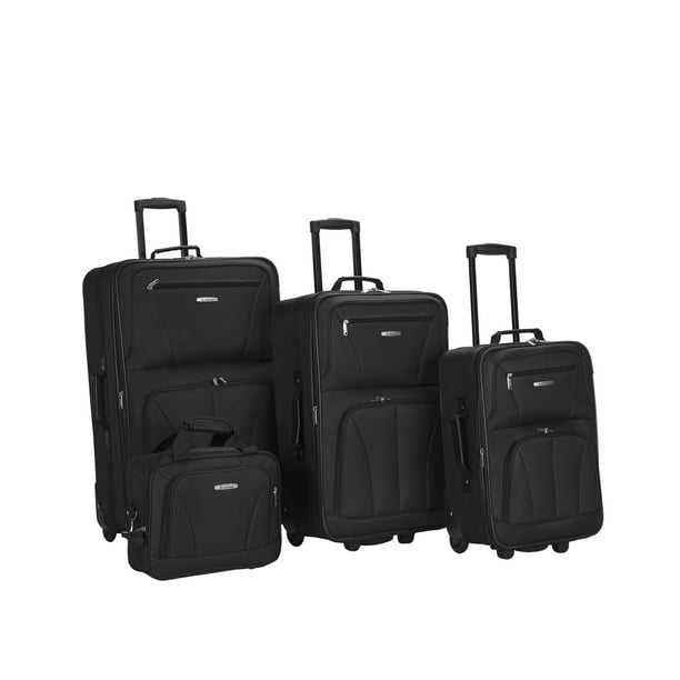 Black Rockland Polo Equipment Varsity Softside Upright Luggage Set 18/22/26/30 4-Piece 
